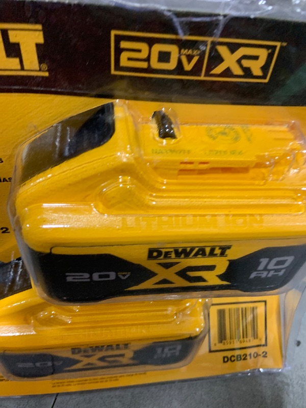 Photo 1 of DEWALT 20V MAX 10 Ah Lithium Ion Battery 2-Pack (DCB210-2)