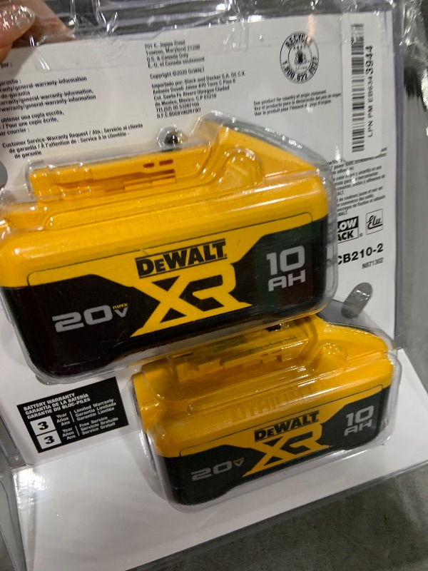 Photo 1 of DEWALT 20V MAX 10 Ah Lithium Ion Battery 2-Pack (DCB210-2)