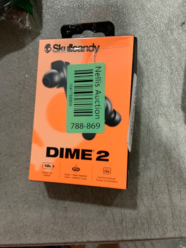 Photo 1 of Skullcandy Dime 2 Wireless Earbuds, Bluetooth Headphones, Noise Isolating Fit, Up to 12 Hours Battery, Microphone for iPhone Android, Easy Carry with Integrated Lanyard - True Black
