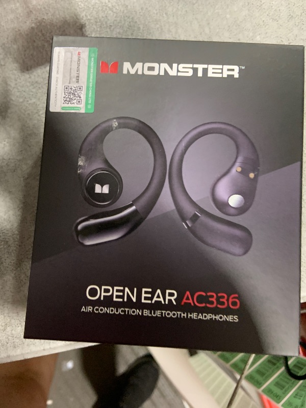 Photo 1 of Monster Open Ear AC336 Headphones, Bluetooth 6.0 Wireless Earbuds with Stereo Sound, ENC Clear Call, 21H Playtime, Type-C Charging, Touch Control, IPX6 Waterproof Open Ear Earbuds for Sports Fitness