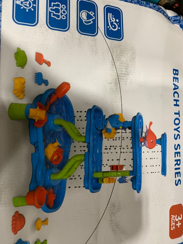 Photo 1 of BELLOCHIDDO Water Table for Kids Ages 4-8 - 4-Tier Splash Sand Table Water Toy - Summer Outdoor Beach Pool Backyard Garden Activity Sensory Playset - Outside Toys for Toddlers Boy Girl Age 3 4 5 6 7 8