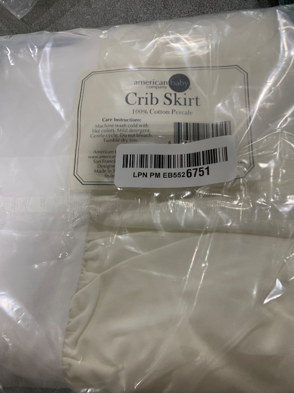 Photo 1 of American Baby Company 100% Natural Cotton Percale Ruffled Crib Skirt, Cream, 52"L x 28"W + 13.5"