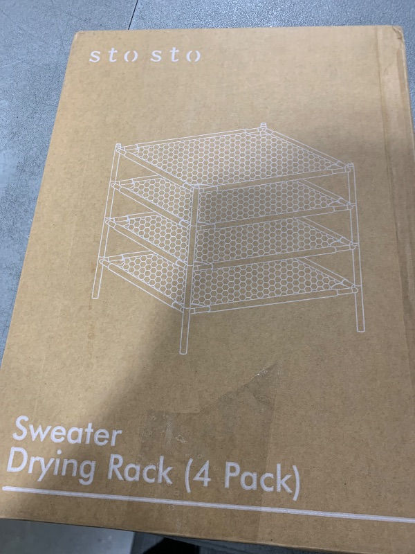 Photo 1 of STO STO Sweater Drying Rack, 4-Pack Stackable Mesh Clothes Drying Rack, Laundry Drying Rack for Sweaters, Socks, Toys, White