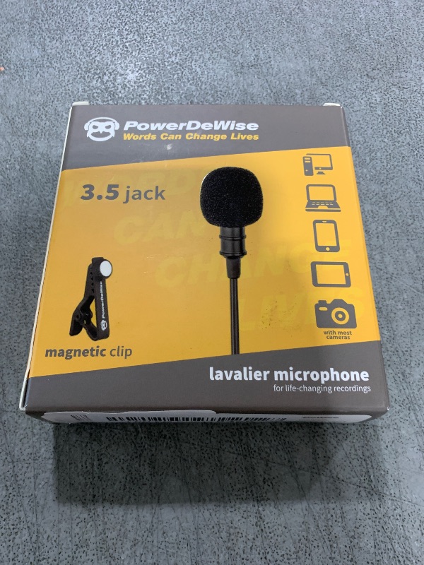 Photo 1 of PowerDeWise Professional Grade Lavalier Clip On Microphone - Lav Mic for Camera Phone iPhone GoPro Video Recording ASMR - Small Noise Cancelling 3.5mm Tiny Shirt Microphone with Easy Clip On System