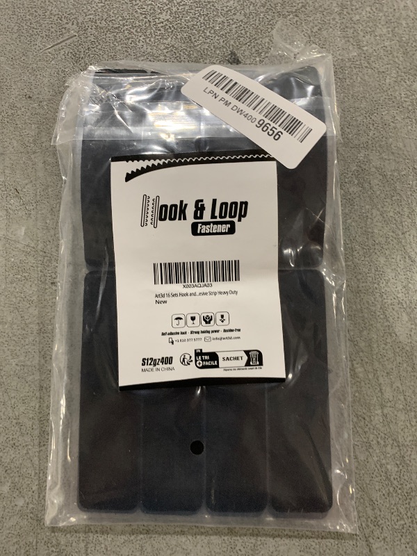 Photo 1 of Art3d 16 Sets Hook and Loop Tape Sticky Back,1 in.x 4 in. Double-Sided Adhesive Strip,Heavy Duty