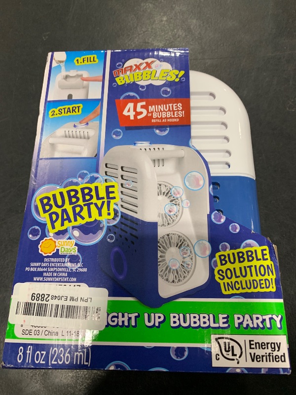 Photo 1 of Bubble Party Machine – Bubble Blower for All Ages, Non-Stop Bubbles, Long Lasting Rechargeable Bubble Maker, Pool Party Bubbles, Portable Carrying Handle, 8oz Bubble Solution Included