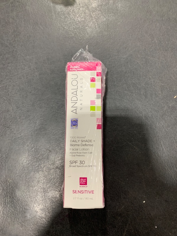 Photo 1 of Andalou Naturals Daily Shade Face Sunscreen, 1000 Roses, SPF 30 Mineral Sunscreen with Zinc Oxide, Skin Barrier Defense + Broad Spectrum Protection, Gentle & Soothing, for Sensitive Skin - 2.7 Fl Oz