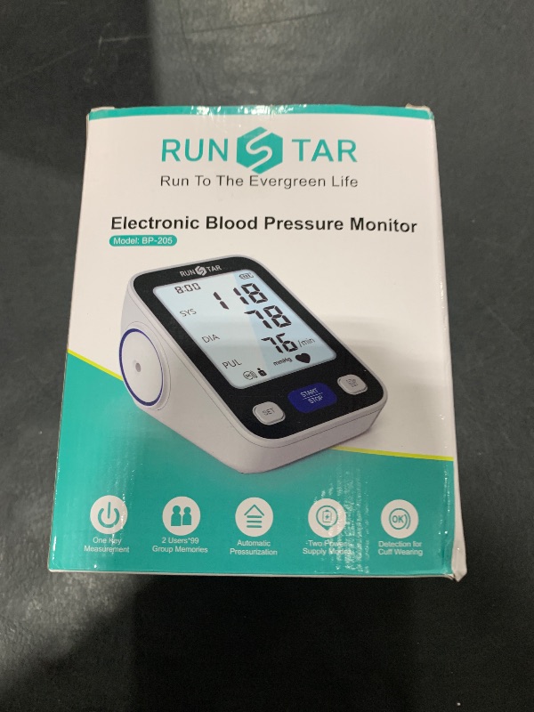 Photo 1 of Runstar Upper Arm Blood Pressure Monitor with Wide Range Cuff (8.7'' -16.5'') for Home Use FSA/HSA Eligible, Automatic Digital BP Machine with Storage Bag, 2x99 Reading Memory