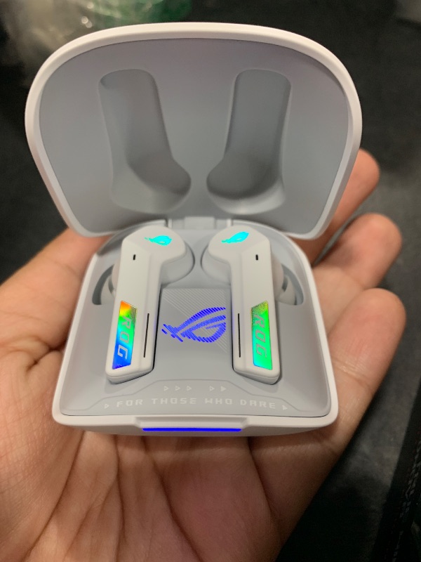 Photo 1 of ASUS ROG Cetra True Wireless Gaming Headphones (2.4 GHz & Bluetooth 5.3, ROG SpeedNova, 24-bit 96 kHz Audio, Bone-Conduction AI Microphones, Adaptive ANC, 46-Hour Battery Life)- Moonlight White