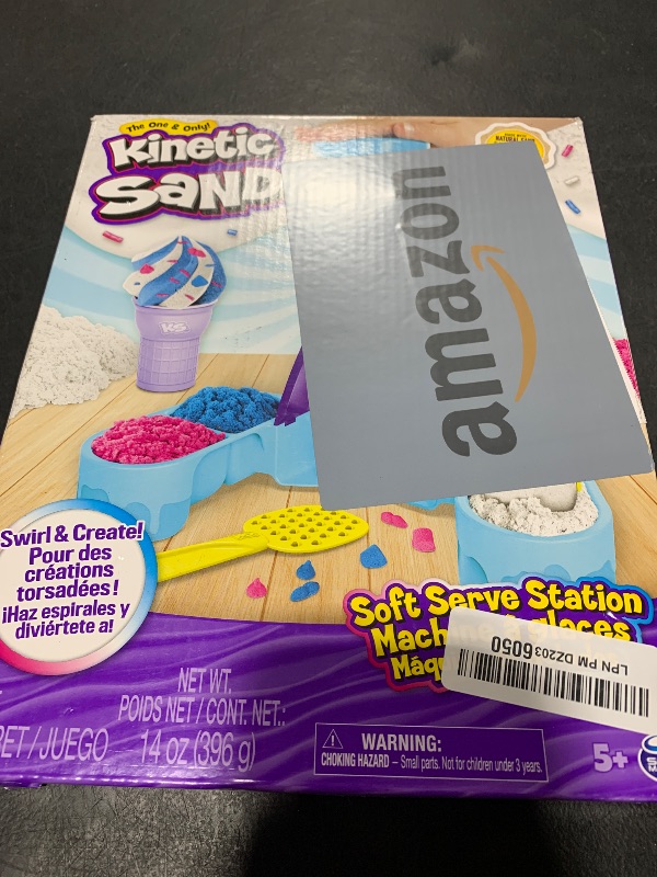 Photo 1 of Kinetic Sand, Soft Serve Station with 14oz Play Sand (Blue, Pink & White), 2 Ice Cream Cones & 2 Tools, Sensory Toys for Kids Ages 5 and up