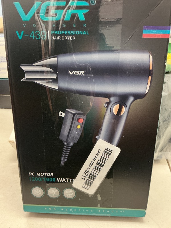 Photo 1 of VGR Dual Voltage(100~250V) Travel Hair Dryer with European Plug Adapter for International Travel, Portable Hair Dryer with Concentrator Nozzles