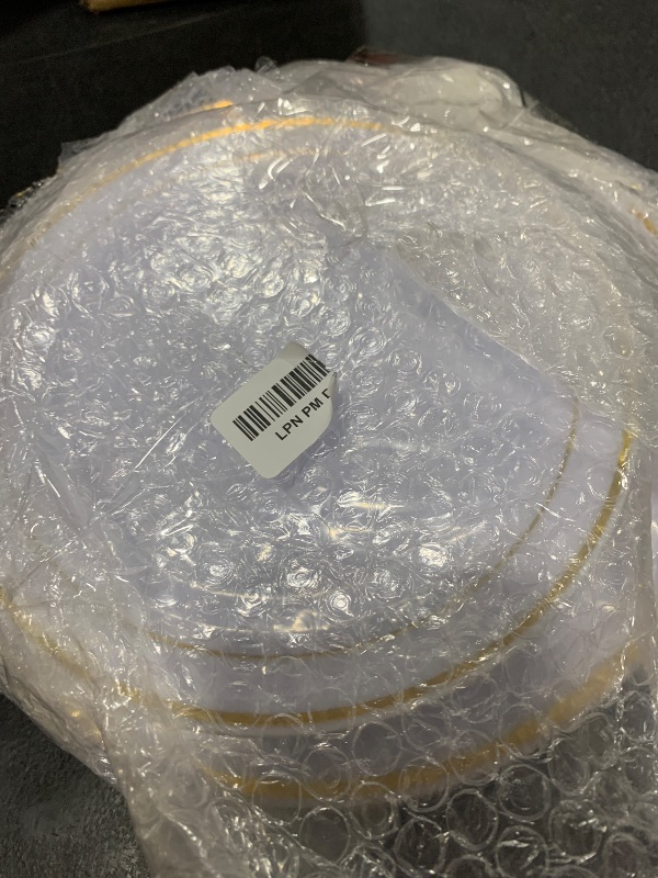 Photo 1 of FLOWERCAT 60PCS Gold Plastic Plates - Heavy Duty White and Gold Plastic Plates Disposable for New Year/Party/Wedding - Include 30PCS 10.25inch Dinner Plates and 30PCS 7.5inch Dessert Plates