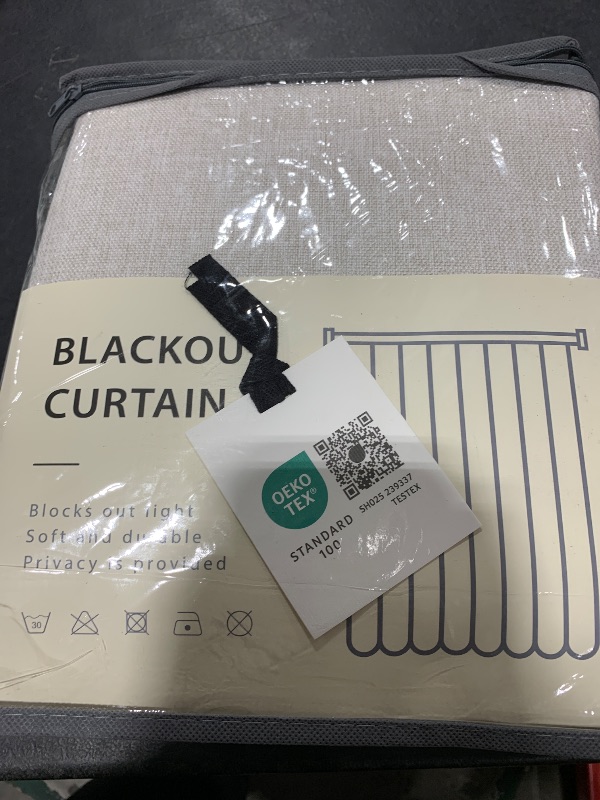 Photo 1 of 100% Blackout Shield Linen Blackout Curtains for Bedroom 96 Inches Long, Back Tab/Rod Pocket Living Room Drapes, Thermal Insulated Blackout Curtains 2 Panels Set, 50" W x 96" L, Beige