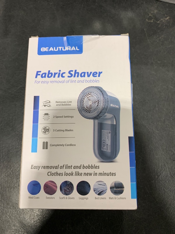 Photo 1 of BEAUTURAL Fabric Shaver and Lint Remover, Sweater Defuzzer with 2-Speeds, 2 Replaceable Stainless Steel Blades, Battery Operated, Remove Clothes Fuzz, Lint Balls, Pills, Bobbles Gray