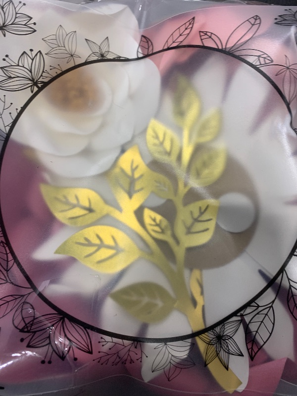 Photo 1 of Large Paper Flowers Decorations for Wall, Artificial 3D Flower Wall Decor with Gold Butterfly Sticker for Baby Girl Nursery Room, Pink Roses Spring Garden Tea Party Bulletin Board Decoration