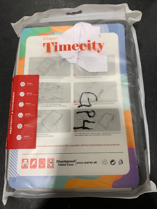 Photo 1 of Timecity Case for iPad 9th/ 8th/ 7th Generation 10.2 inch - Heavy Duty Protective Cover with Screen Protector, Rotating Stand, Shoulder Strap & Pencil Holder | Kids-Friendly (Black)