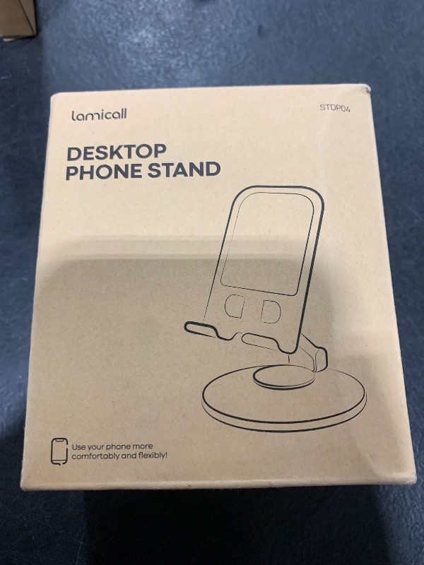 Photo 1 of Lamicall Adjustable Phone Stand for Desk - 360 Rotating Foldable Cell Phone Holder Desktop Portable Cellphone Stand, Office Desk Accessories for iPhone 16 15 14 13 Pro Max, 4-10” Smartphones, iPad