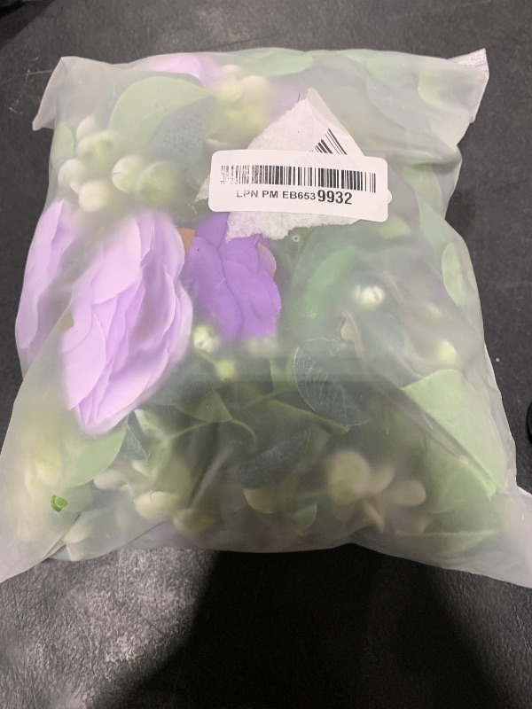 Photo 1 of TOCHGREEN 2 Pack 13Ft Artificial Eucalyptus Flower Garland with Purple Roses, Fake Rose Flower Greenery Garland Floral Vines for Wedding Home Party Table Runner Decor (Purple, 2PCS)