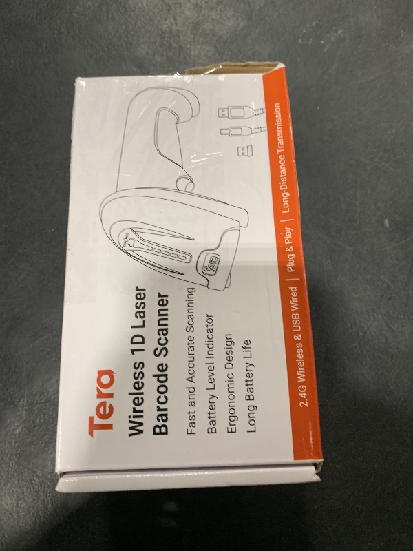 Photo 1 of Tera Barcode Scanner Wireless 1D Laser Cordless Barcode Reader with Battery Level Indicator, Versatile 2 in 1 2.4Ghz Wireless and USB 2.0 Wired