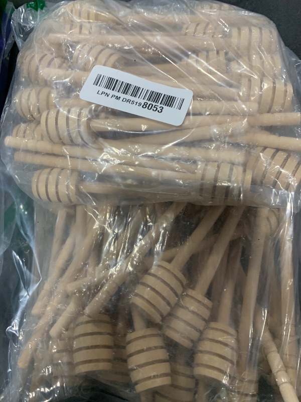 Photo 1 of 100-Pack 6 Inch Portable Wooden Jam Honey Dipper Honey Sticks for Honey Jar Dispense Drizzle Honey (6inch 100pcs)