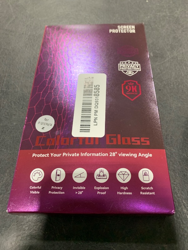 Photo 1 of Ifaeveus 2 Pack Privacy Screen Protector for iPhone 14/13 Pro/13 Tempered Glass 6.1inch Private Saver Purple Anti-Spy Anti-Blue Light Anti-Scratch Full Coverage
