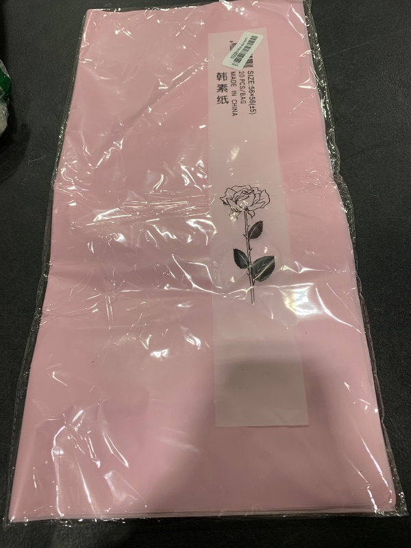 Photo 1 of YTDEK Flower Wrapping Paper 20 Sheets Light Pink Floral Bouquet Wrapping Paper with Ribbon for Florist Supplies Birthday Wedding Shower Anniversary Graduation