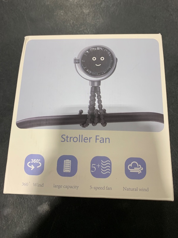 Photo 1 of 5000mAh Portable Stroller Fan with LCD Display, 5-Speed, Rechargeable Battery Operated, 360° Rotation, Tripod Clip, 17-Hour Battery Life for Carseat, Strollers, Cribs, Wheelchairs, Bedrooms & Travel