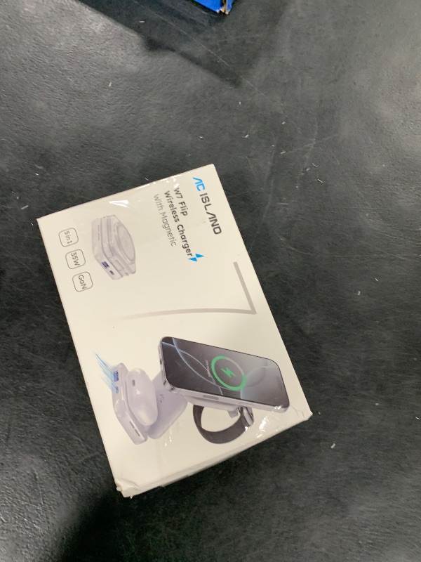 Photo 1 of Wireless Charger for MagSafe, AC Island 5-in-1 Portable Travel Charging Station, 15W Max Fast Foldable Magnetic Stand, Evolved for iPhone 16/15/14/13 Series, Apple Watch, AirPods (with 35W Adapter)