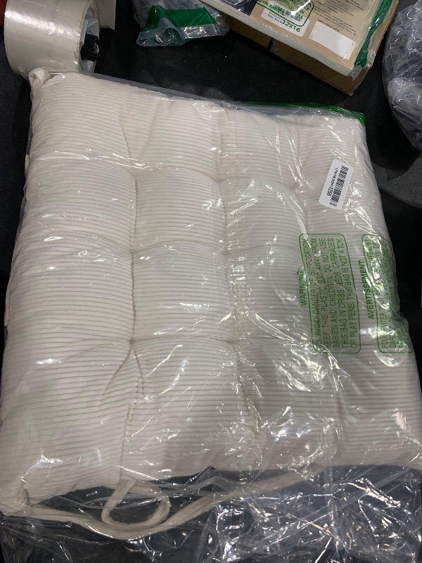 Photo 1 of HLOVME Corduroy Chair Cushion with Ties Ultra Soft Warm Floor Cushion for Kids Reading Nook Comfortable Square Seat Cushion for Adult 15.7”x15.7”, White