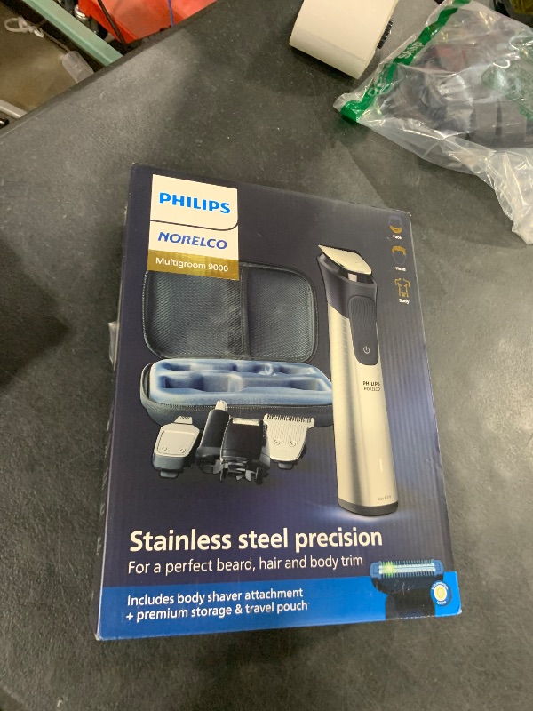 Photo 1 of Philips Norelco Multigroom Series 9000-21 Piece Men's Grooming Kit for Beard, Body, face, Nose, Ear Hair Trimmer w/Premium Storage case, MG9510/60