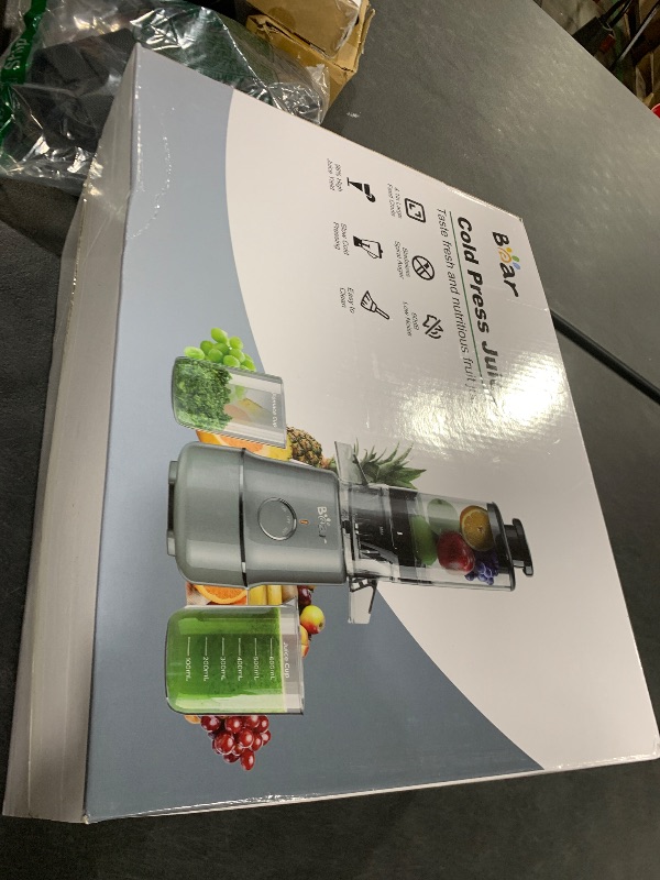 Photo 1 of Bear Masticating Juicer Machine | Slow Cold Press Juicer with 4.1in Large Feeding Chute for Whole Fruits, Vegetables | Reversible Auger Easy to Clean
