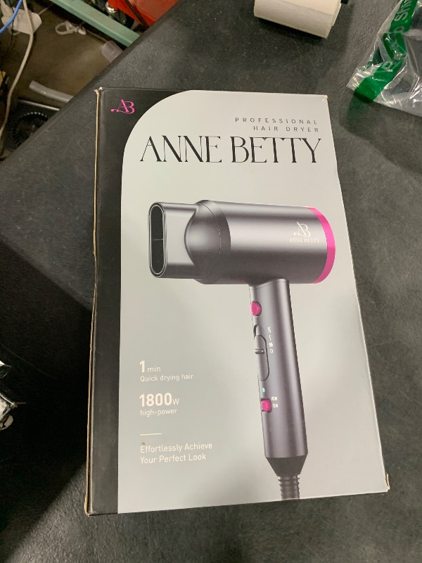Photo 1 of ANNE BETTY Ionic Hair Dryer with Diffuser, Powerful 1800W Blow Dryer for Women & Men, Fast-Drying Hair Dryer with Nozzle for Home, Salon, Travel