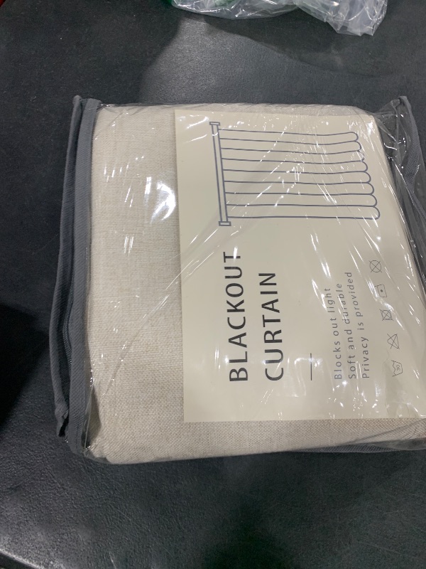 Photo 1 of 100% Blackout Shield Linen Blackout Curtains for Bedroom 84 Inches Long, Back Tab/Rod Pocket Living Room Drapes, Thermal Insulated Blackout Curtains 2 Panels Set, 50" W x 84" L, Cream