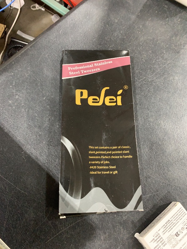 Photo 1 of Pefei Tweezers Set - Professional Stainless Steel Tweezers for Eyebrows - Great Precision for Facial Hair, Splinter and Ingrown Hair Removal (Black)