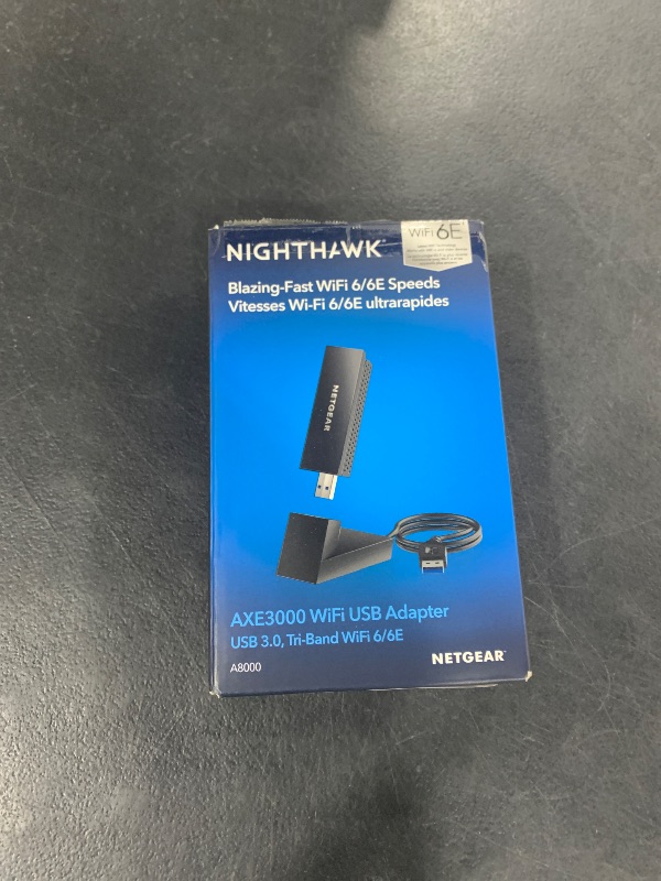 Photo 1 of NETGEAR Nighthawk WiFi 6 or 6E USB 3.0 Adapter (A8000) - AXE3000 Tri-Band Wireless Gigabit Speed (Up to 3Gbps) - New 6GHz Band – Works with Any Router Or Mesh System - for Windows PC