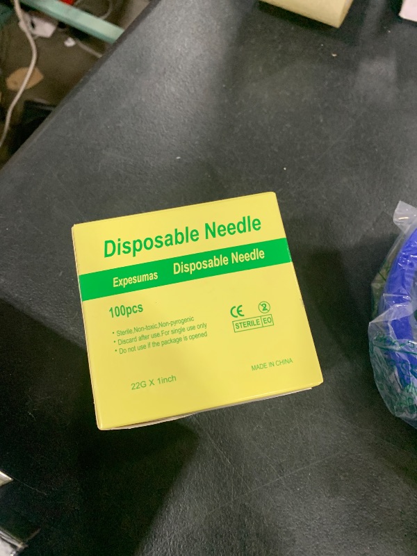 Photo 1 of 100 Pack 22Ga 1 Inch Sterile Disposable Injection Needle with Cap for Scientific and Industrial Dispensing Needl Accessories (22Ga)