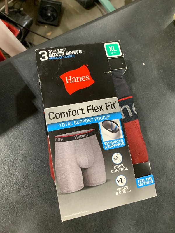 Photo 1 of Hanes Total Support Pouch Men's Boxer Briefs Pack, Anti-Chafing, Moisture-Wicking Underwear, Odor Control (Reg or Long Leg), X-Large