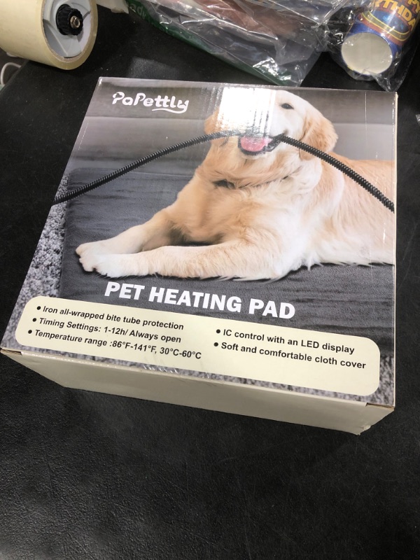 Photo 1 of Papettly Heated Dog Cat Bed Indoor - Pet Heating Pad Machine Washable Cover, Temperature Adjustable, 12H or Always on Heating Time Heated Blanket, LCD Display (18 x 18in, 1 Pack)