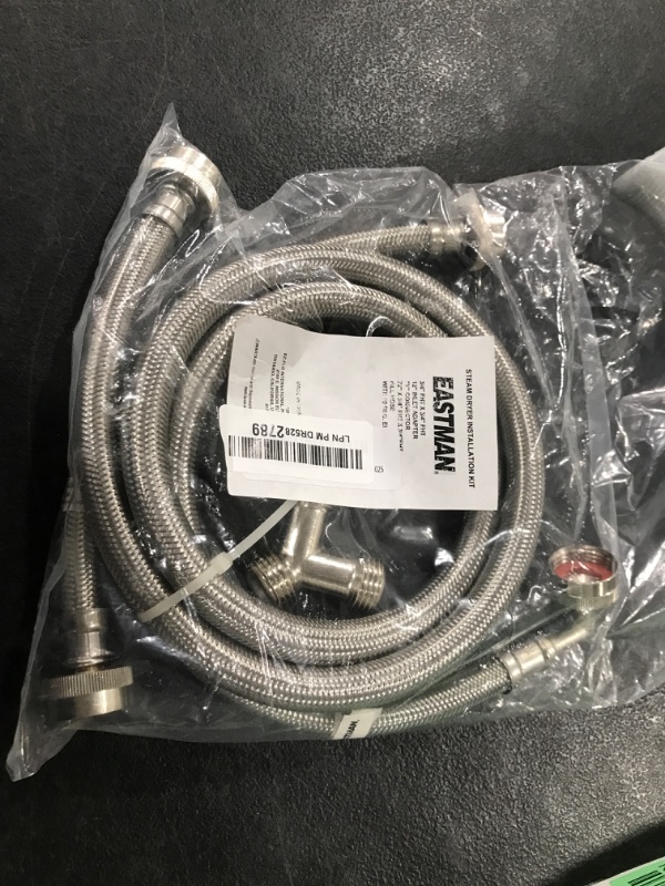 Photo 1 of Eastman Steam Dryer Installation Kit, 3/4 Inch FHT Fill Hose, 90 Degree Elbow, 6 ft Braided Stainless Steel Hoses, 41025
