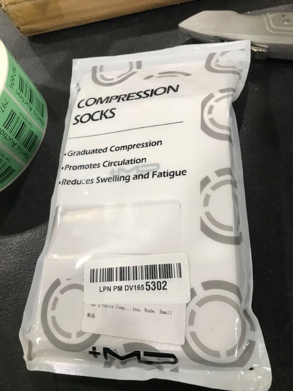 Photo 1 of +MD 2 Pairs Compression Socks for Women & Men Medical Grade 20-30 mmHg, Open-Toe knee High Stocking, Support for edema, Varicose Veins, Nude, Small