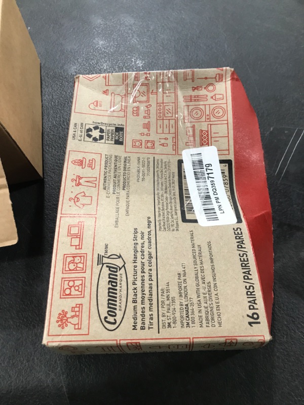 Photo 1 of Command 10 lb Medium Picture Hanging Strips 16 Pairs (32 Command Strips), Damage Free Hanging Picture Hangers, No Tools Great for Home Decor, Black Adhesive