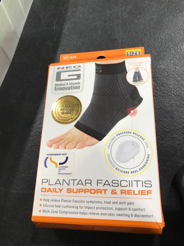 Photo 1 of Neo-G Plantar Fasciitis Compression Socks – Support for Plantar Fasciitis, Heel and Arch Pain, Silicone Heel Cushioning for Targeted Pain Relief – Class 1 Medical Device – 1 Pair - L
