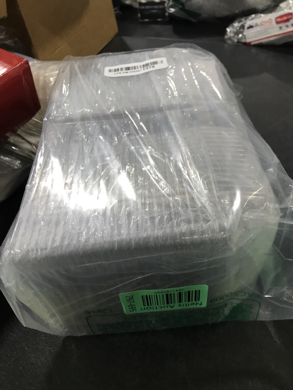 Photo 1 of 100 Pcs Clear Hinged Plastic Containers with Lids,Individual Cake Slice Containers,Square Plastic Food Container,Disposable Clamshell Take Out Containers for Cakes,Cookies,Pasta,Sandwiches,Salad