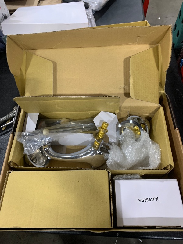 Photo 1 of Kingston Brass KS3961PX Restoration Widespread Lavatory Faucet with Porcelain Cross Handle, Polished Chrome,8-Inch Adjustable Center