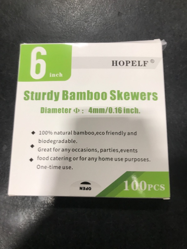 Photo 1 of HOPELF 6" Natural Bamboo Skewers for BBQ?Appetiser?Fruit?Cocktail?Kabob?Chocolate Fountain?Grilling?Barbecue?Kitchen?Crafting and Party. ?=4mm, More Size Choices 8"/10"/12"/14"/16"/30"(100 PCS)