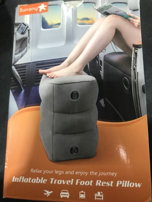 Photo 1 of Sunany Inflatable Foot Rest Pillow for Travel, Kids/Adults Airplane Travel Pillow-Adjustable Height Cushions,for Kids to Sleep While Traveling,Suitable for Office, Home and Any Travell (1 Pack)