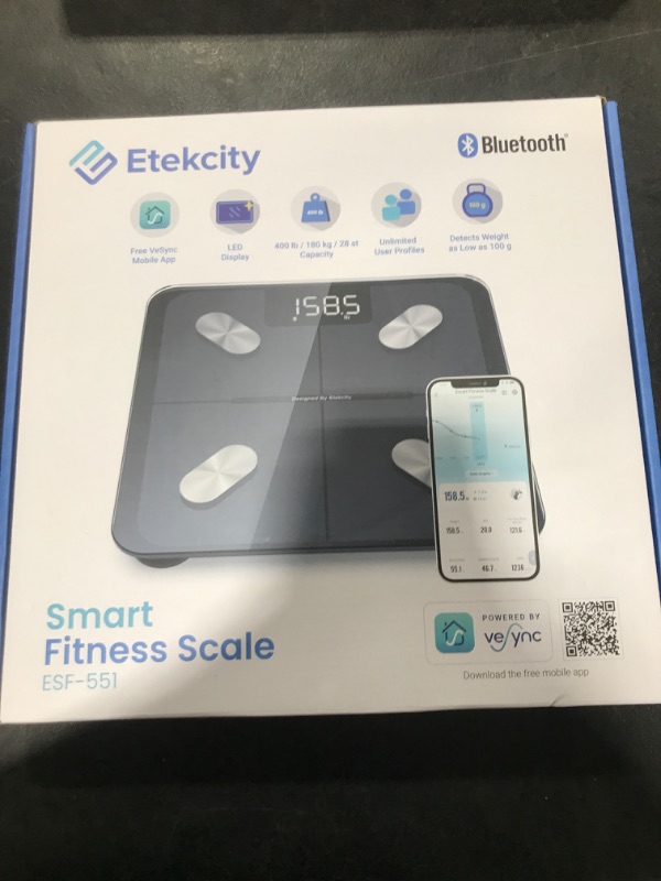 Photo 1 of Etekcity Smart Scale for Body Weight FSA HSA Store Eligible, Bathroom Digital Weighing Scale with BMI, Body Fat, Muscle Mass, Accurate Bluetooth Home User Health Equipment Sync Apps