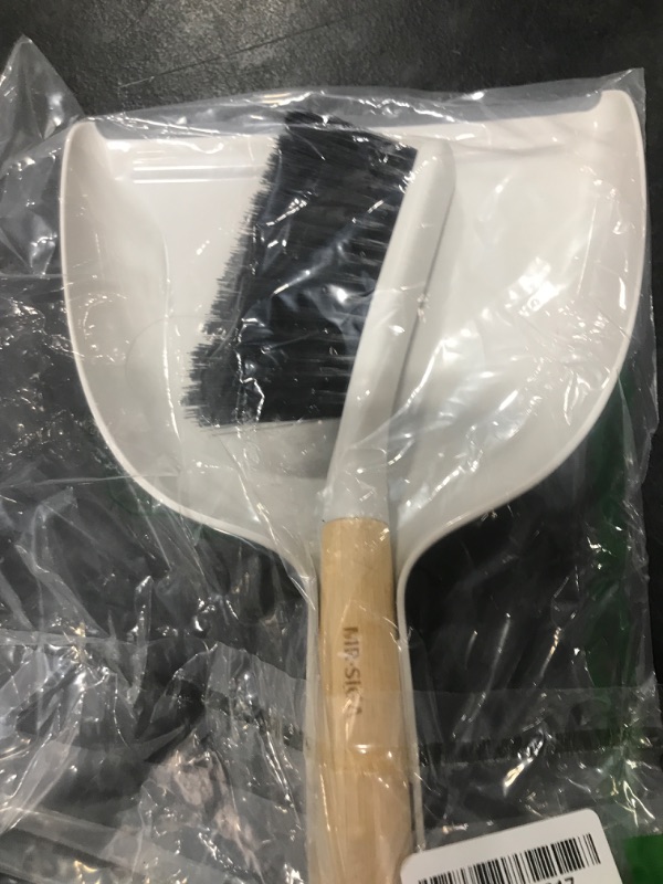 Photo 1 of MR.SIGA Dustpan and Brush Set, Portable Cleaning Brush and Dustpan Combo with Bamboo Handle, White, 1 Set