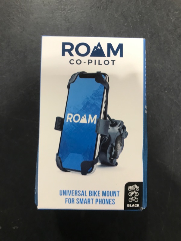 Photo 1 of Roam Universal Cell Phone Holder Net Mount - Adjustable Up to 3.6" W x 7" L - 360° Rotation - Hands Free Navigation System for Motorcycle eBike Dirt Road Cruiser Scooter - Jet Black