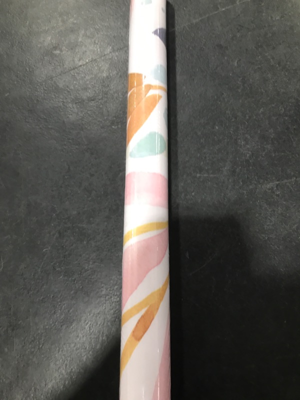 Photo 1 of HAOKHOME Watercolor Forest Peel and Stick Wallpaper Removable White/Pink/Navy/Yellow Floral Vinyl Self Adhesive Shelf Liner 17.7in x 9.8ft